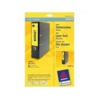 Etiquetas para lombada de dossier Avery L4769-20 amarelo 192 x 61 mm