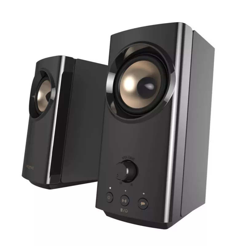 CREATIVE T60 2.0 Altifalantes compactos Hi-Fi para secretária com diálogo claro e surround através do Sound Blaster SmartComms Kit, áudio USB-C, entradas para microfone e headset B
