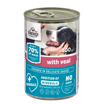 Ração húmida para cães Frendi 400 g — vitela em molho, alimento completo para cães adultos