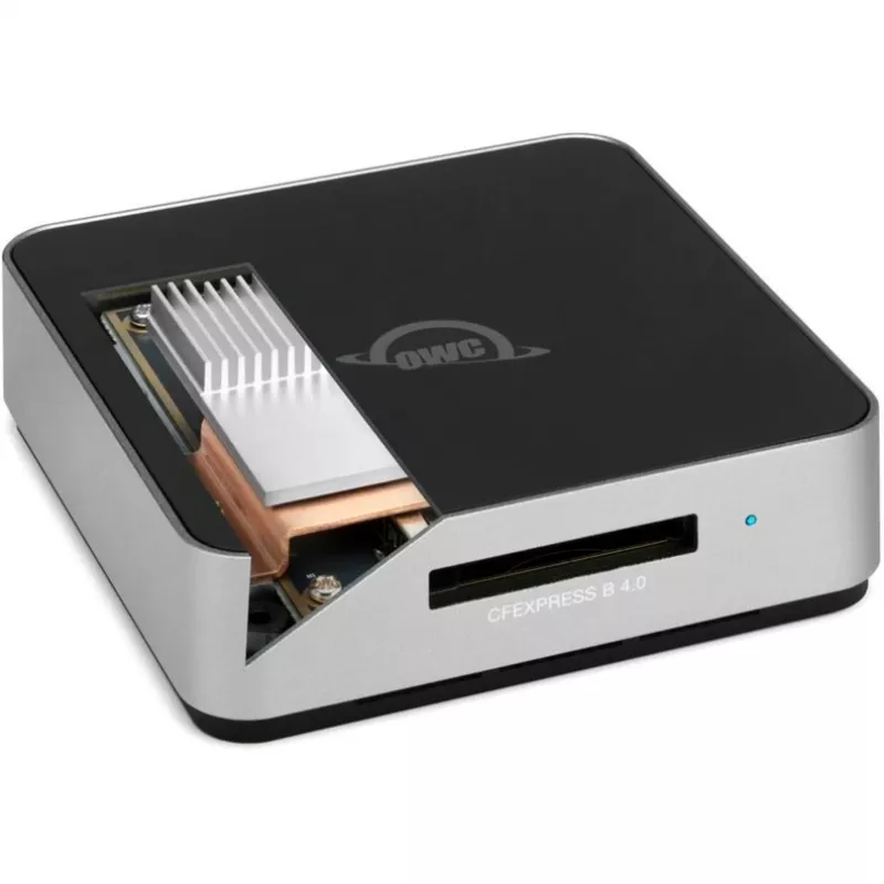 OWC Atlas OWCTCCFXB4RDR leitor/gravador de cartões USB4 CFexpress Type B 4.0, adaptador CFexpress de A para B incluído, alumínio