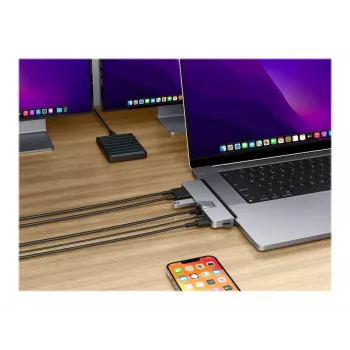 Hyper | HyperDrive DUO PRO Hub USB-C 7-em-2 para MacBook Air/Pro 2016-2020 | Portas Ethernet LAN (RJ-45) 1 | Número de portas HDMI 1