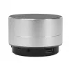 Altifalante Bluetooth Manhattan Metallic, resistente a salpicos, alcance 10 m, leitor de cartões microSD, ligação Aux 3,5 mm, cabo de carregamento USB-A incluído (carregamento 5V), prateado, três anos de garantia