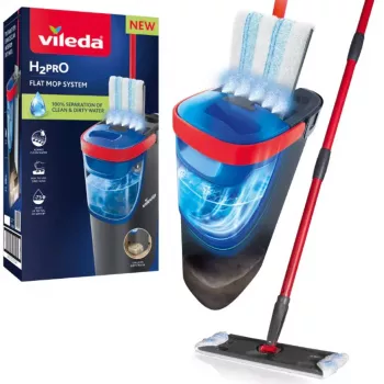 Mopa VILEDA microfibra 1200 ml húmido, cabeça rotativa 360°, cabo 140,5 cm, cabeça removível lavável na máquina