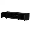 Móvel de TV cama meble LIVERTI 2000x420x480 mm, tampo de aglomerado preto, moldura preta