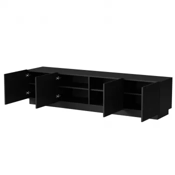 Móvel de TV cama meble LIVERTI 2000x420x480 mm, tampo de aglomerado preto, moldura preta