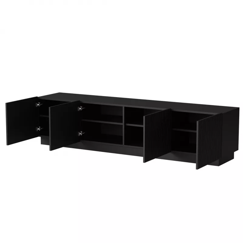 Móvel de TV cama meble LIVERTI 2000x420x480 mm, tampo de aglomerado preto, moldura preta