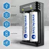 Carregador de pilhas everActive LC200 doméstico USB, 2 compartimentos, Li-Ion, compatível com A/AA/AAA/AAAA/C/D, entrada 5 V, saída 4,2 V, preto