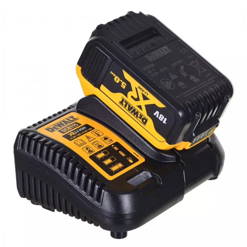 Conjunto combinado para ferramentas elétricas DeWALT DCK2080P2T-QW — 18V Li-Ion 5Ah (2x), rebarbadora DCG405, aparafusadora, rosca M14 para prato de lixar, mala de transporte