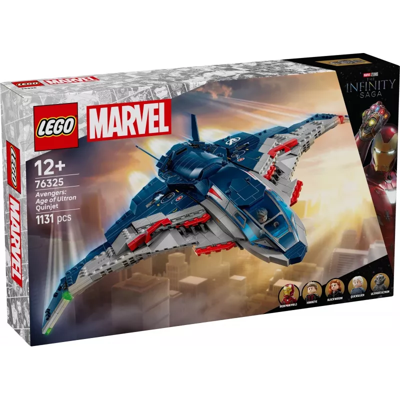 LEGO Marvel Super Heroes 76325 Avengers: Age of Ultron Quinjet, conjunto de construção, 1131 peças, 5 minifiguras, 12+