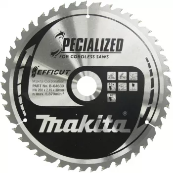 Makita Specialized EFFICUT - Disco de serra circular - para madeira, metal - 260 mm - 45 dentes - para Makita LS1018L, LS1018LN (B-64630)