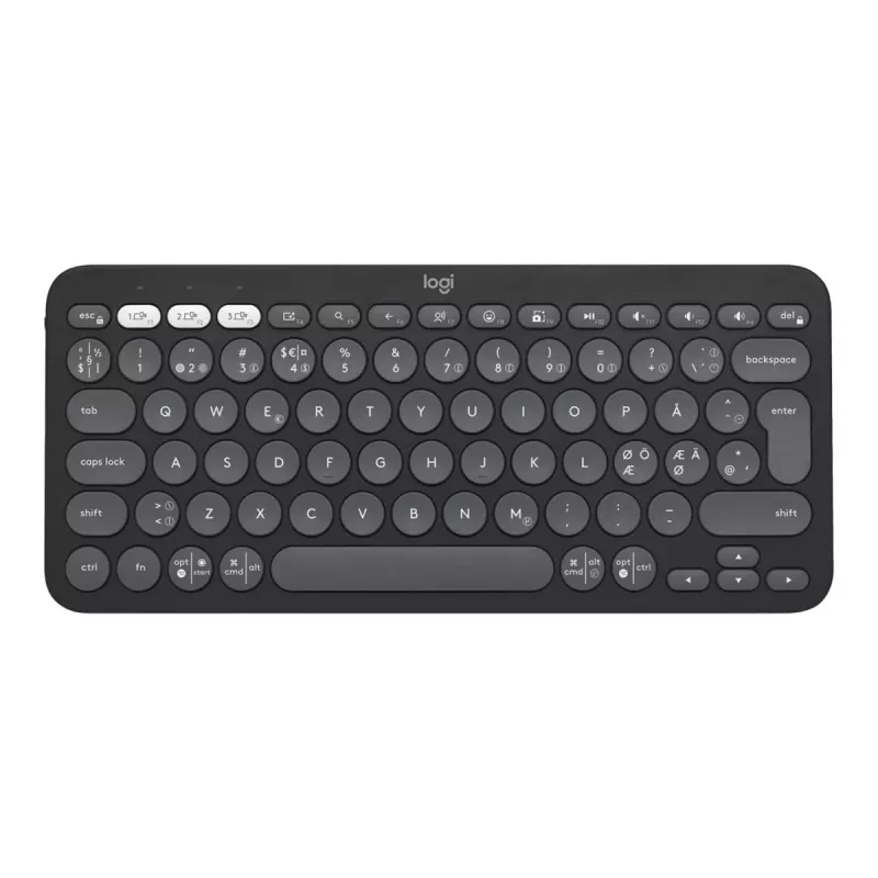 Logitech Pebble Keys 2 K380s – Teclado – sem fios – Bluetooth LE – QWERTY – Nórdico (Dinamarquês/Finlandês/Norueguês/Sueco) – Tonal Graphite (920-011879)