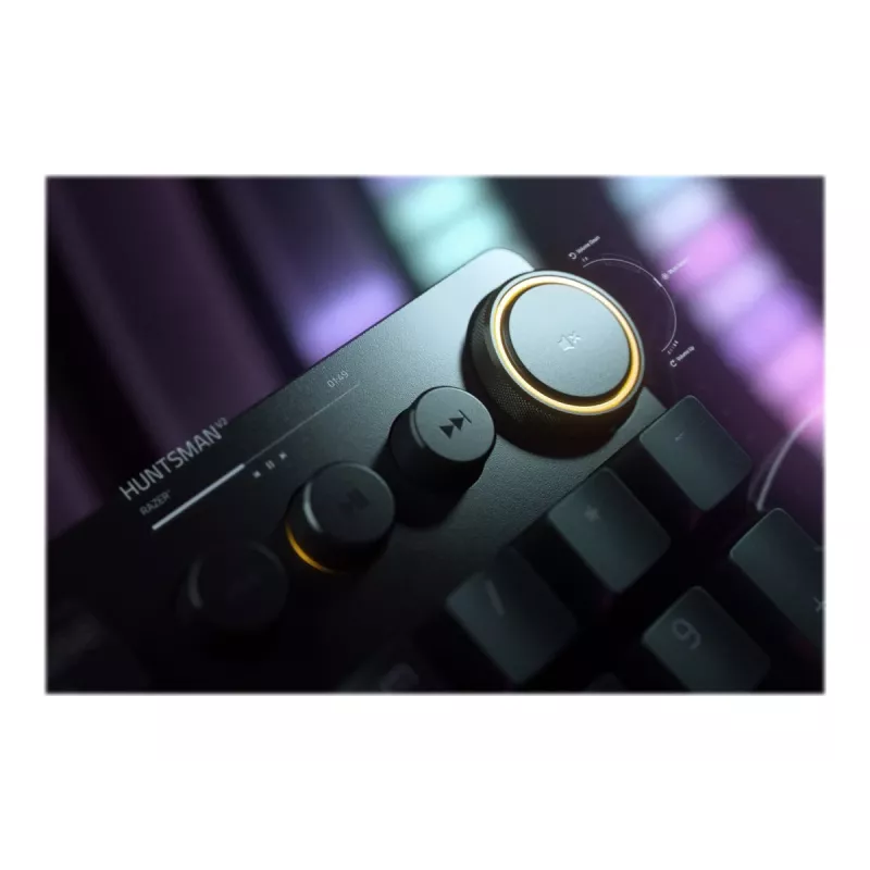 Teclado gaming com fios Razer Huntsman V2 — interruptores óticos roxos táteis, LED RGB