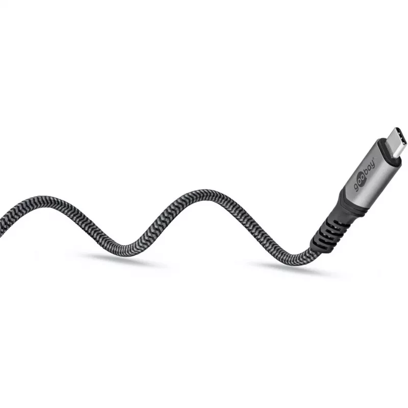 Cabo USB-C Goobay com revestimento trançado, USB4, 240 W, 40 Gbit/s, Power Delivery, 1,5 m (1,50 m, USB 4.0, 240 W), cabo USB