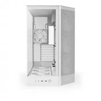 Caixa PC Midi Tower NZXT H9 Flow RGB+ — branco, compatível com ATX/EATX/Micro-ITX, vidro temperado, 3x140 mm frente + 1x120 mm traseira ventoinhas