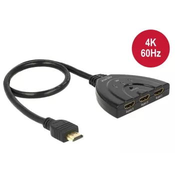 Comutador HDMI UHD Delock 3 x HDMI in > 1 x HDMI out 4K - comutador de vídeo/áudio - 3 x HDMI - desktop