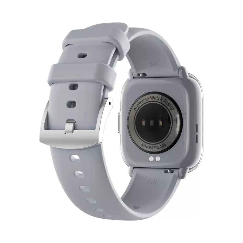 myPhone Watch Pastel smartwatch, AMOLED de 4,45 cm (1,75 polegadas), 390 x 450 píxeis, Bluetooth 5.3, resistente à água, cinzento prateado