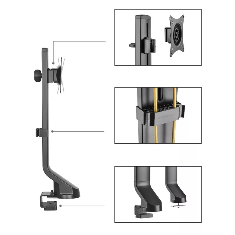 Maclean MC-853 para 1 monitor, suporte de ecrã, suporte de secretária com suporte de secretária para computador 17 a 32 polegadas VESA 75x75 100x100 até 8 kg (para 1 ecrã)