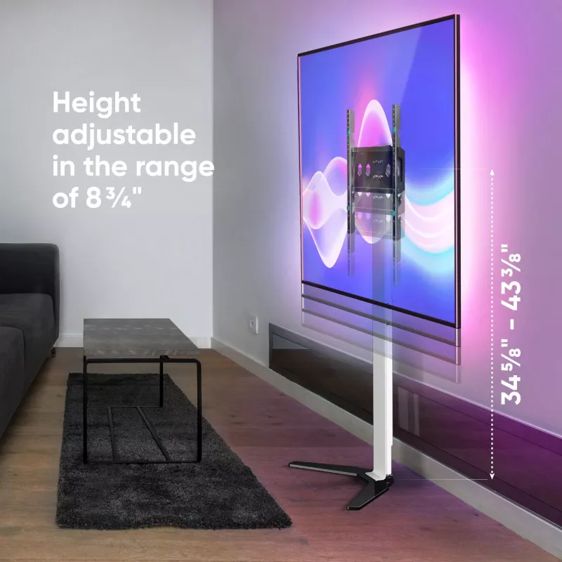 Suporte/base de TV ONKRON TS1140-W para ecrãs de 66–165,1 cm (26–65 polegadas), 35 kg, VESA 100x100–400x400, altura 880–1100 mm, branco