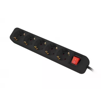 Cabo de extensão elétrica Lanberg PS1-05F-0300-BK 3m 5 tomadas interior preto