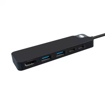 Hub USB-C HYPER HD4101BKGL – 5 portas (USB-C, USB 3.2 Gen1 Type-A, HDMI 4K), 5000 Mbit/s, preto