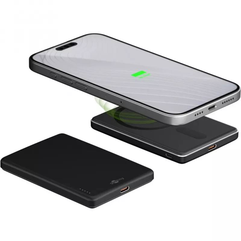Powerbank sem fios magnética Goobay | 70182 | 5000 mAh | USB-C | Preto
