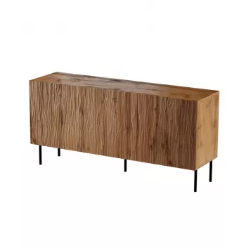 Cómoda cama meble JUNGLE 152x40,5x74,5 cm — carvalho wotan, pernas pretas, aglomerado