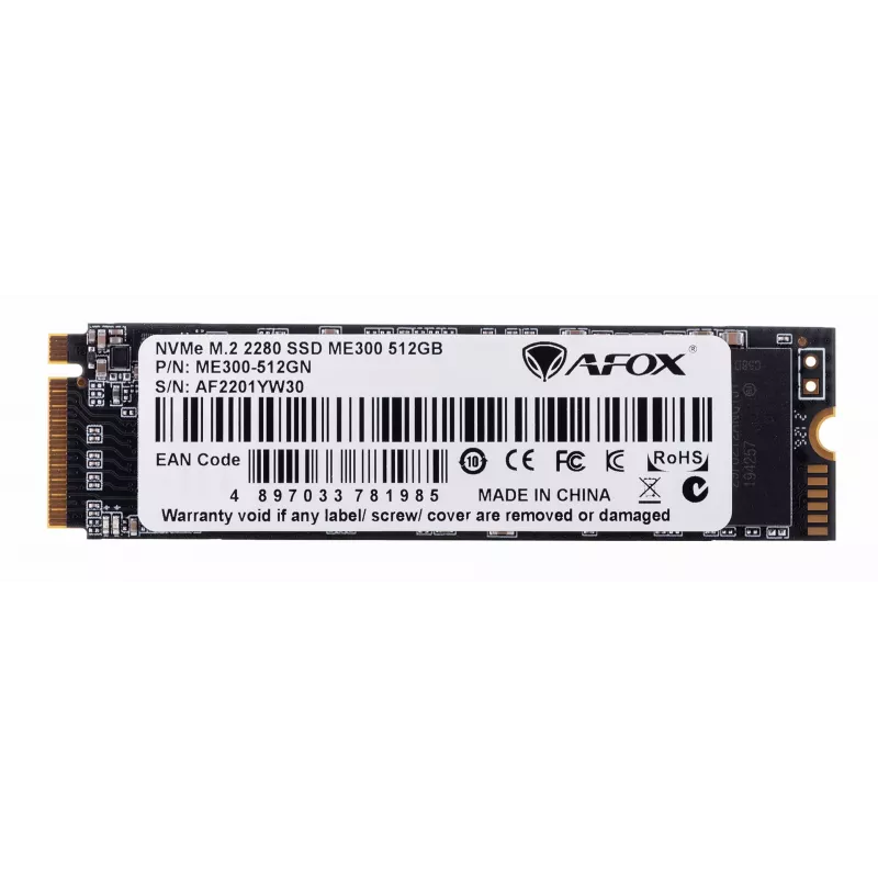 AFOX ME300-512GN unidade SSD M.2 2280 512 GB PCIe 3.0 NVMe TLC