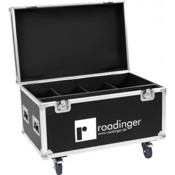 Flightcase Roadinger 31005229 para 4× LED IP Atmo Blinder — estojo de proteção para transporte, espuma de enchimento