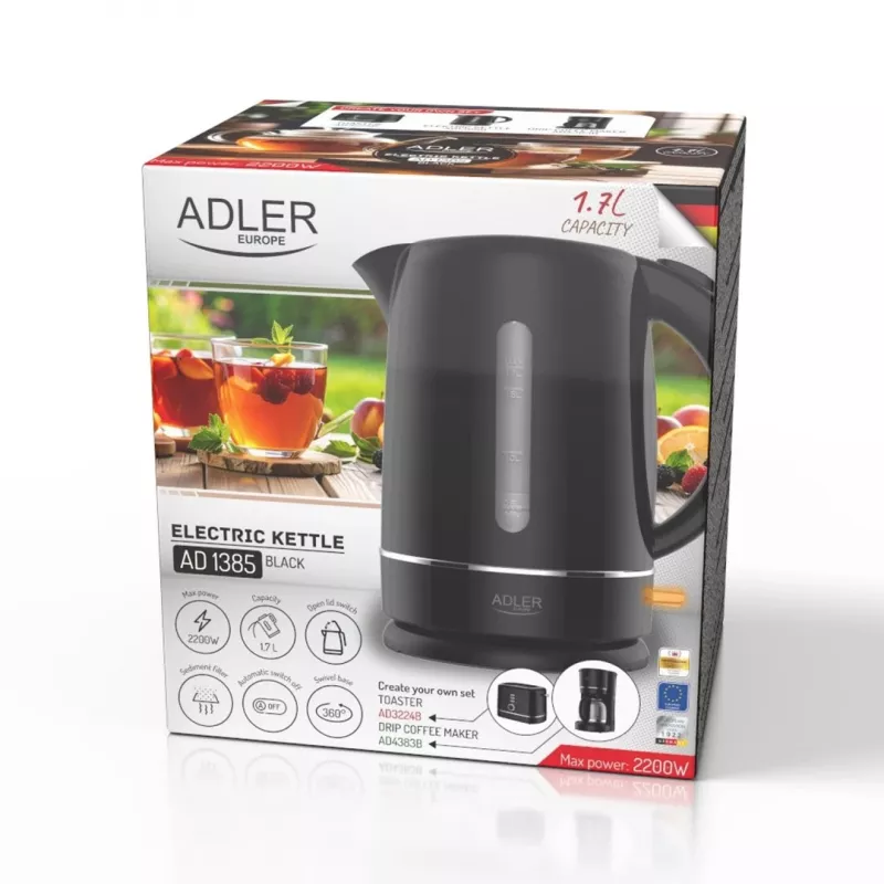 Adler 1385B chaleira preto e branco