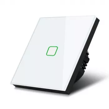 Interruptor de luz tátil MACLEAN MCE701W individual vidro branco botão quadrado