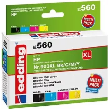 edding tinte EDD-560 preto, ciano, magenta, amarelo compatível com HP 903XL 3HZ51AE, conjunto