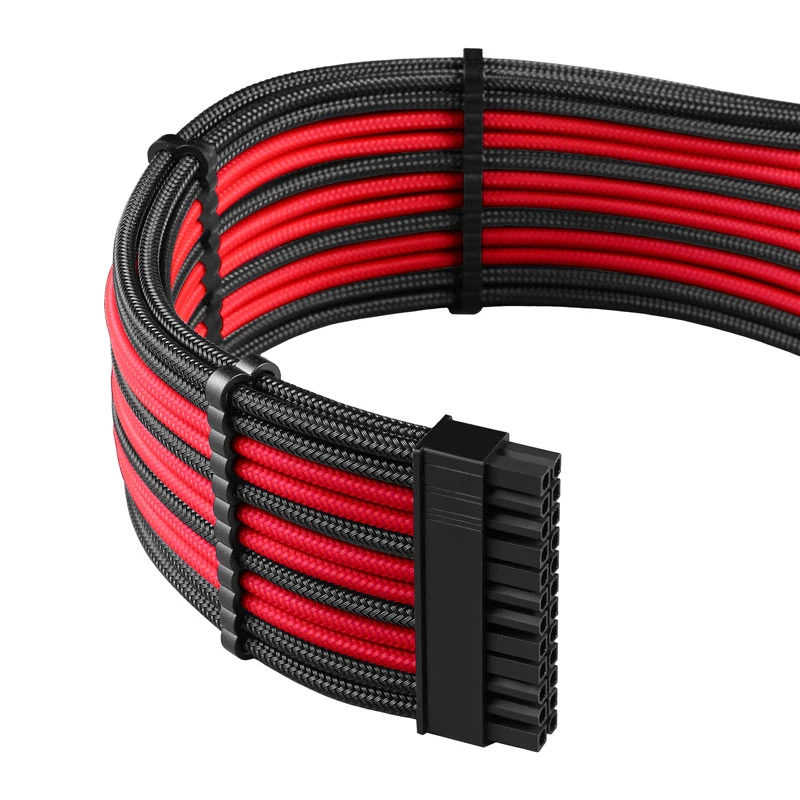 Conjunto de extensão de cabo CableMod PRO ModMesh 12VHPWR da CableMod – preto/vermelho, conjunto de extensão PCIe 12VHPWR 16 pinos