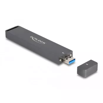 Delock - Caixa para armazenamento - caixa externa para SSD M.2 NVMe PCIe ou SSD SATA com ficha USB 10 Gbps Type-A - M.2 - cartão M.2 NVMe / SATA 6Gb/s - USB