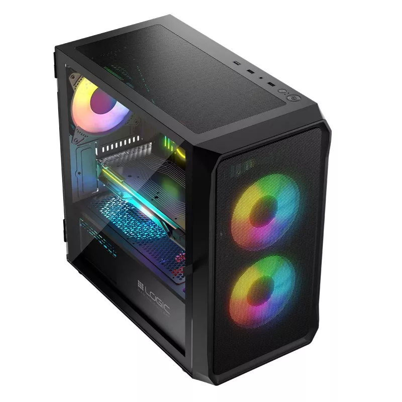 Caixa de computador Logic Concept Portos Mini ARGB Micro ATX preto