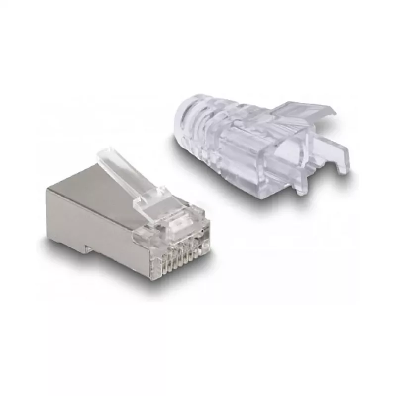 Ficha modular RJ45 DeLOCK Cat.6 50 unid. com bainhas de proteção anti-dobra