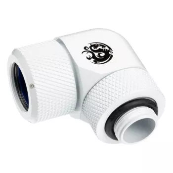 Bitspower BP-DWE90RMLA14 Advanced Multi-Link adaptador rotativo de 90°, G1/4 macho para tubo rígido de 14 mm de diâmetro exterior, branco