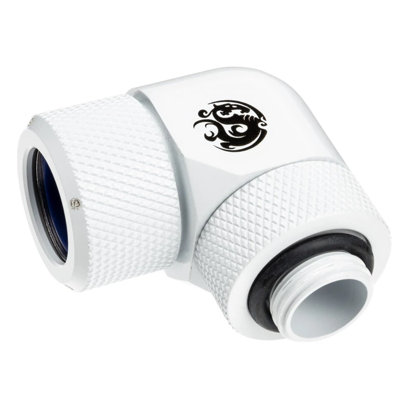 Bitspower BP-DWE90RMLA14 Advanced Multi-Link adaptador rotativo de 90°, G1/4 macho para tubo rígido de 14 mm de diâmetro exterior, branco