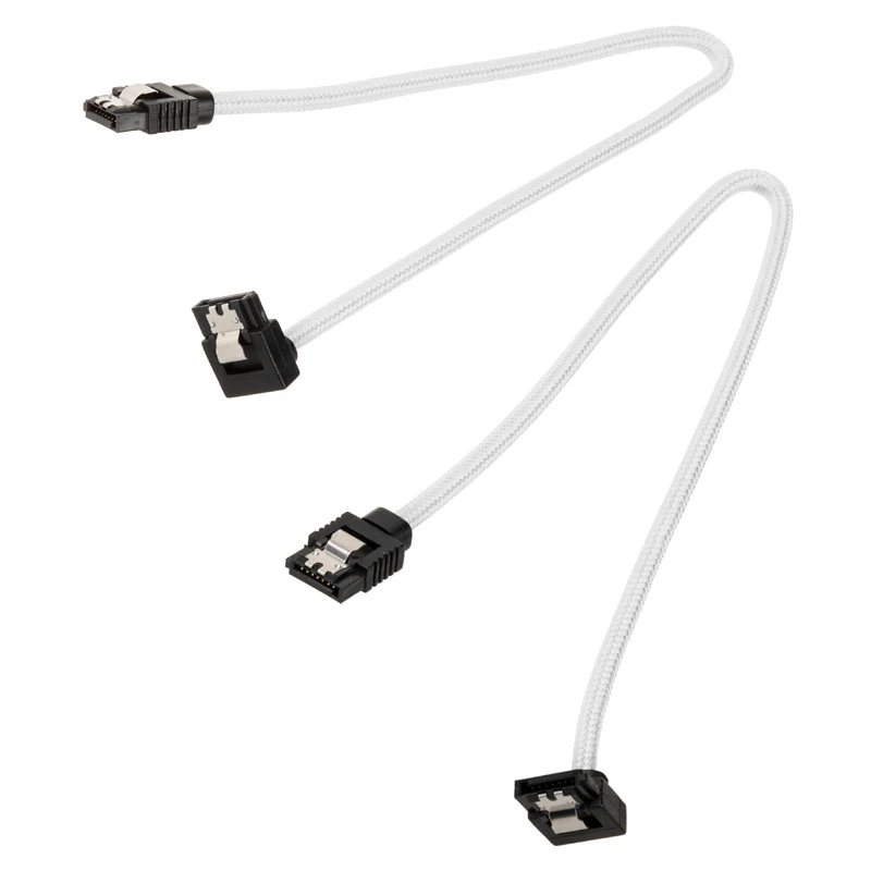Corsair CC-8900279 cabo SATA Premium com revestimento, angular, 30 cm, branco, pack de 2