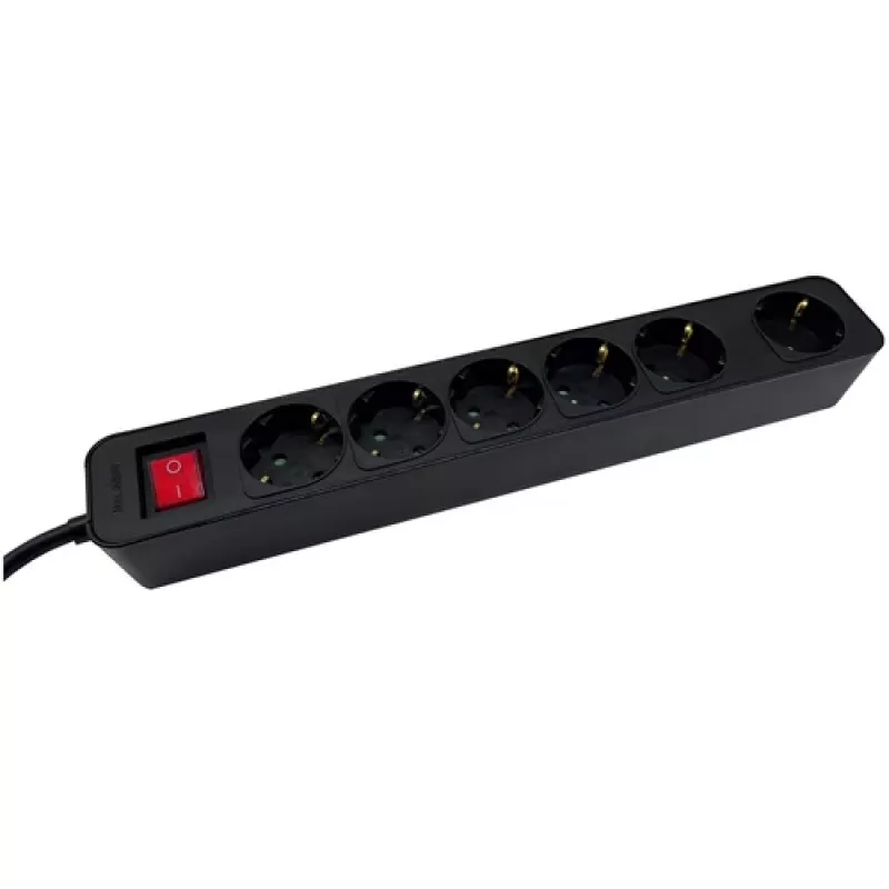 Extensão de energia M-Cab POW0027 3m 6 tomadas AC 16A interior preto
