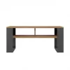 Mesa de centro top e shop Modern 90×58×50 cm, estrutura antracite, prateleiras em carvalho Artisan mate