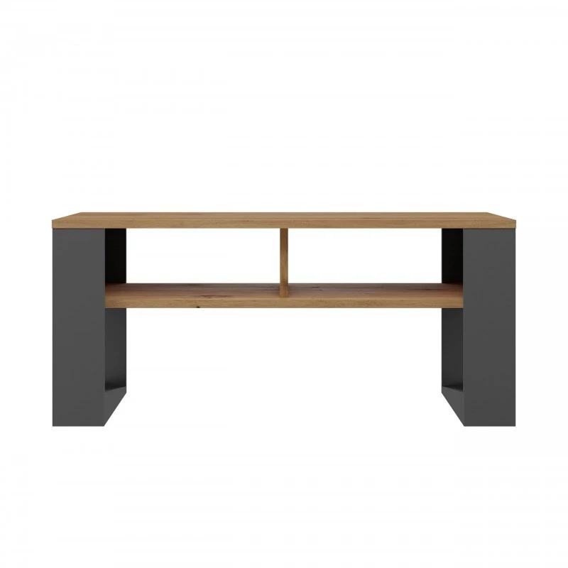 Mesa de centro top e shop Modern 90×58×50 cm, estrutura antracite, prateleiras em carvalho Artisan mate