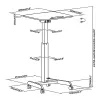 Mesa de computador portátil com rodas, secretária sentado-em pé ajustável em altura até máx. 113 cm, inclinação até 30 graus, Preto