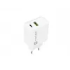 Carregador rápido de rede NATEC RIBERA 12V 20W USB-C PD 3.0 + USB-A Samsung AFC branco