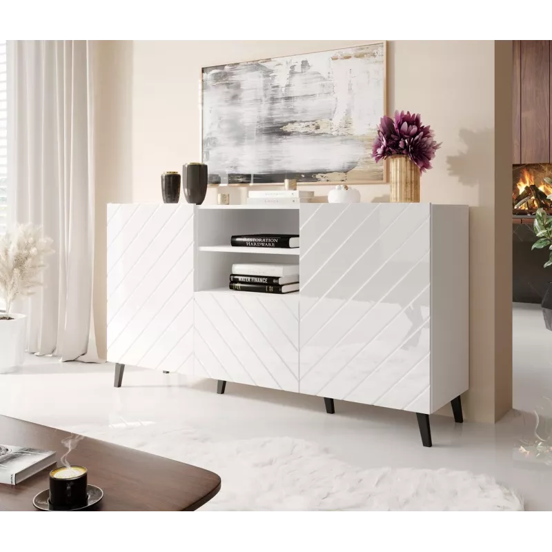 Cómoda ABETO 150x42x82 branco brilhante