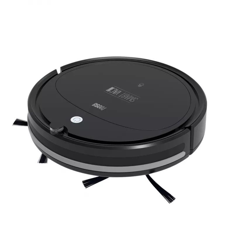 Aspirador robô TEESA Smart VAC 2 — redondo, preto, potência de aspiração 1000 Pa, bateria Li 9,6 V/2000 mAh, depósito de pó 0,2 l, WLAN, regresso automático
