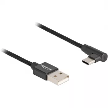 Cabo USB 2.0 DeLOCK ficha Type-A para ficha USB Type-C angular 2 m preto