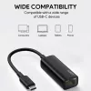 Adaptador Ethernet Aukey CB-A30 USB‑C para Gigabit RJ45 10/100/1000 Mbps, USB 3.0, alumínio, indicadores LED