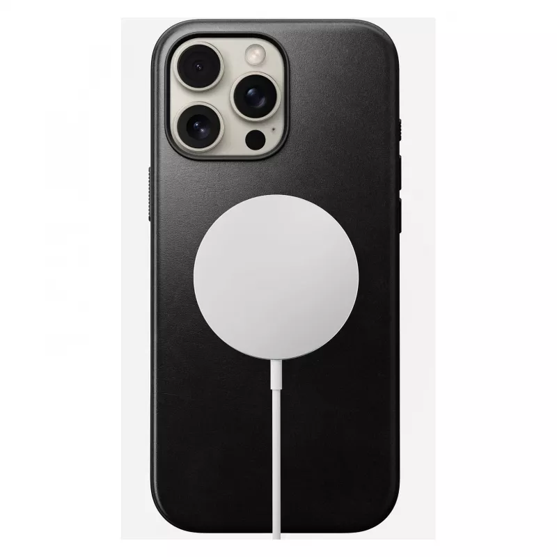 Capa para telemóvel Nomad Modern Leather Case para iPhone 16 Pro Max, 6,9 polegadas (17,5 cm), preta, pele+PC+TPU