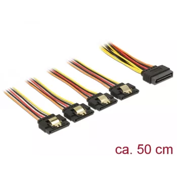Cabo SATA DeLOCK 60158 0,5m SATA 15 pinos 4 x SATA 15 pinos multicolor