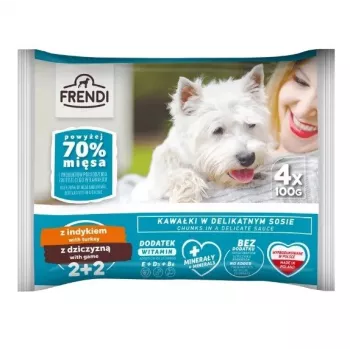 Sacos de comida húmida para cães Frendi 4x100g — peru e caça